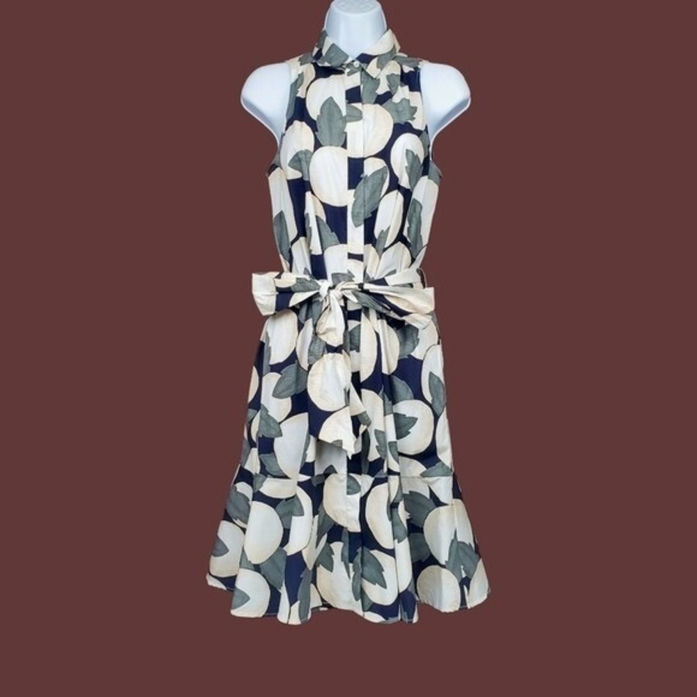 Ann Taylor Womens Sleeveless Ivory Green Leaf Button Front Dress Size XS NWT